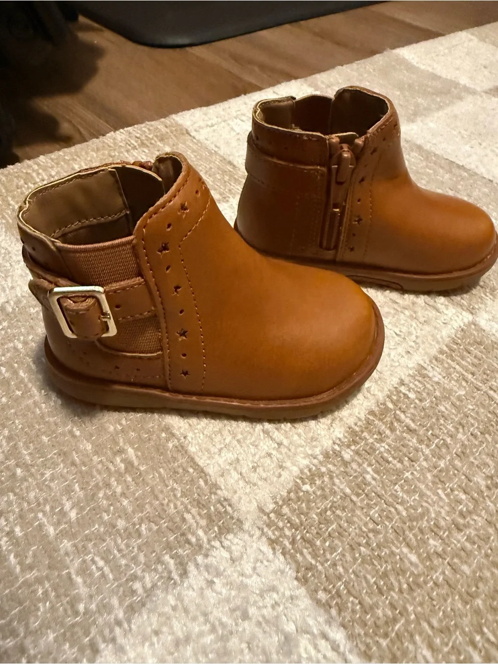 Stride Rite Little Girls Tan Ankle Boots with Buckle